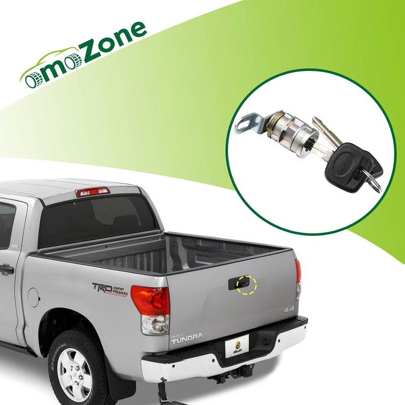 omoZone Rear Tailgate Liftgate Door Lock Cylinder with Keys Compatible with 2000-2021 Toyota Tundra 2016-2022 Tacoma Replaces 69055-0C010 69055-0C030 - Image 2